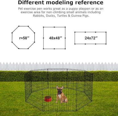 BestPet | Foldable Dog Playpen | 24 Inch, 8 Panels | Metal Pet Exercise Pen | Indoor Outdoor Portable Dog Fence with Door | Removable, Rust-Resistant Secure Pet Kennel | Easy to Assemble