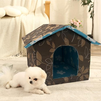 Soft Waterproof Dog House Pets with Pad Foldable Cool Cave Sleeping Bed for Dogs Cats Hamster Small Animal House All Weather Coffee - color: Coffee