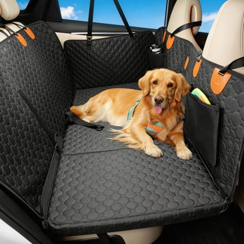 Back Seat Extender for Dogs, Waterproof Dog Car Seat Cover for Back Seat with Hard Bottom, Upgraded Material, Anti Scratch, Easy to Use and Clean, Holds 420lbs - color: Black, size: Standard - 600D Oxford Fiber