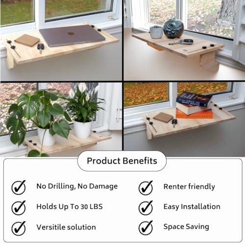 Original SillMate Window Plant Shelf, 21.25" Sill Shelf for Plants - Verify Sizing First - Cat Perch - Renter Friendly No Drilling/Damage - Sill Extender for Plants - Window Table - size: Medium