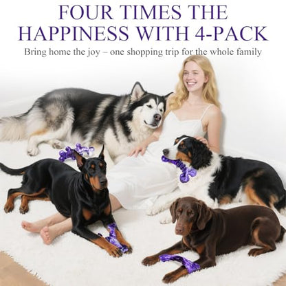 4-Pack Indestructible Chew Toys for Extra-Large Dogs - Aggressive Chewers, Durable Nylon Bone, Heavy Duty Long-Lasting Dog Toys for Large Breed & Strong Chewers