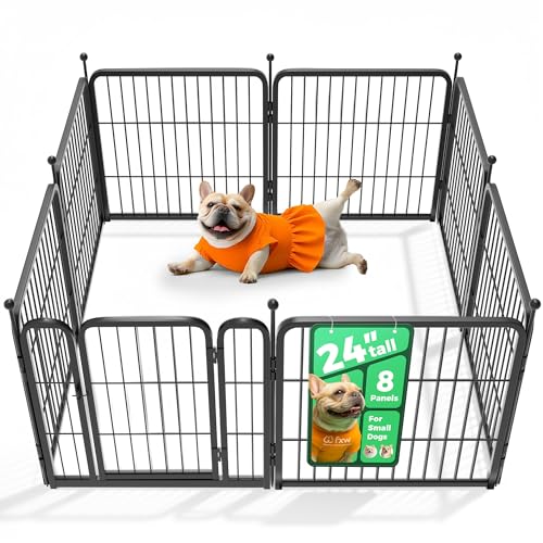 FXW Rollick Unleashed Dog Playpen for Indoor, Yard, RV Camping, 24 inch 8 Panels for Small and Puppy Dogs, Black│Patented - color: Black, size: 24"h