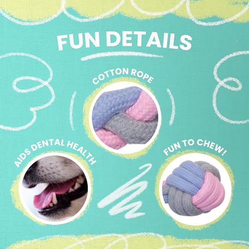 SNUG AROOZ Pastel Knots Rope Dog Toy – Durable Two-Knot Design in Fun Pastel Colors - Perfect for Tugging - Chewing and Interactive Play - style: Pastel Knots