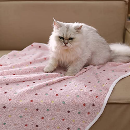 1 Pack 3 Blankets Super Soft Cute Dot Pattern Pet Blanket Flannel Throw for Dog Puppy Cat Beige/Brown/Pink Small - color: Beige/Brown/Pink, size: 23x16 inch (Pack of 3)