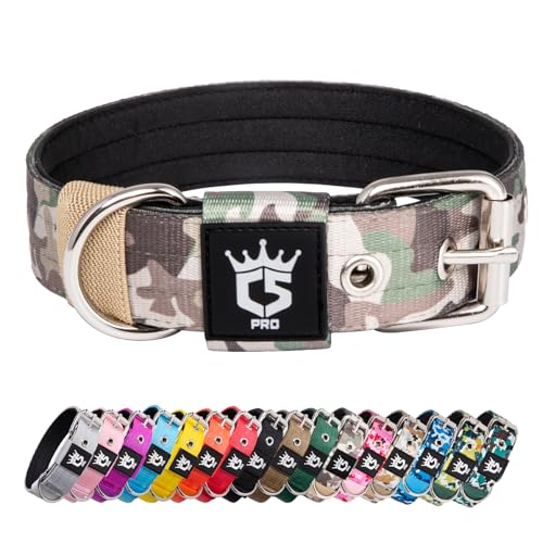 TSPRO Tactical Dog Collar 1.25 Inch Wide Thick Dog Collars with Heavy Duty Metal Buckle, Durable, Strong, Adjustable for Small Dogs (Military Green S) - color: Camo Military Green, size: S-for neck size (adjustable 12.6"-15.8")