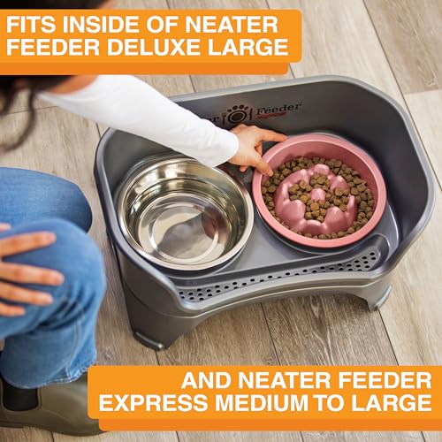 The Niner Slow Feed Bowl - Raised Peaks Slow Down Pets Eating - Fits Elevated Feeders Including Neater Feeder Large Sizes - Gentle on Teeth and Gums - Holds up to 2 Cups (Pink) - color: Pink