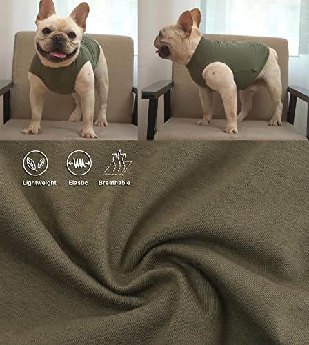 Dog Blank Cotton Shirts,Plain Dogs Medium Clothes,Army & Deep Green M - color: Army & Deep Green, size: Medium