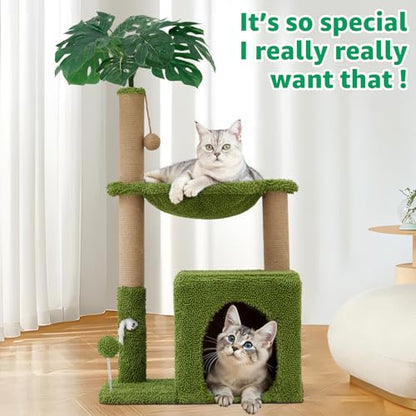 Woochpet 37" Cat Tree Tower for Indoor Cats Multi-Functional Comfy Cat Bed - with Sturdy Scratching Post, Cozy Hammock for Kittens and Small Cats,Cute Cat Tower with Fun Mouse Hole and Toy Ball