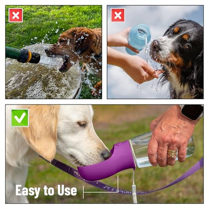 Mr. Pen- Portable Dog Water Bottle, 19 oz, Large, Leak Proof Puppy Water Dispenser with Drinking Feeder for Pets, Outdoor Walking, Hiking, Travel, Not Dishwasher Safe - color: Purple