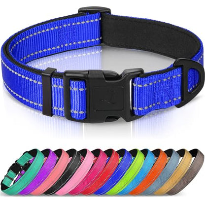 Joytale Reflective Dog Collar, Soft Neoprene Padded, Metal D-Ring, Nylon Pet Collar Adjustable for Puppy and Small Dogs, Navy Blue, XS - color: Navy Blue, size: X-Small (Pack of 1)