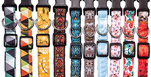 Dog Collars for Small Medium & Large Dogs - Female and Male Patterns on Long Lasting, Adjustable, Strong and Durable Puppy Quick Release Buckle White Woven Collar - color: White Woven, size: Small