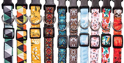 Dog Collars for Small Medium & Large Dogs - Female and Male Patterns on Long Lasting, Adjustable, Strong and Durable Puppy Quick Release Buckle White Woven Collar - color: White Woven, size: Small