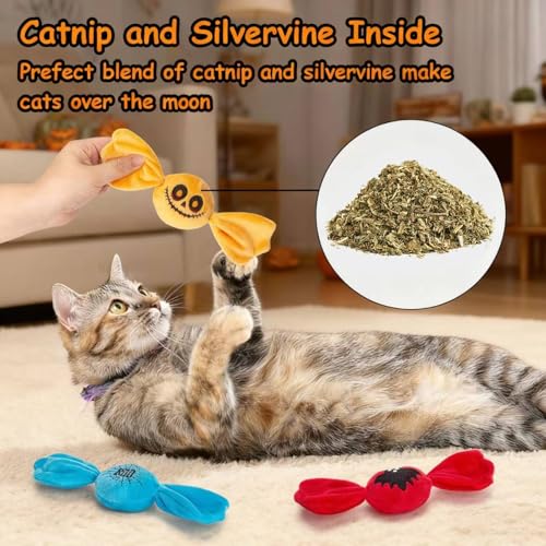 Retro Shaw 3PCS Candy Catnip Kicker Toys for Indoor Cats, Crinkle Cat Toys with Catnip, Interactive Plush Kitty Treat Toy for Bored Cats, Kitten Teething Toys - style: Candy-3