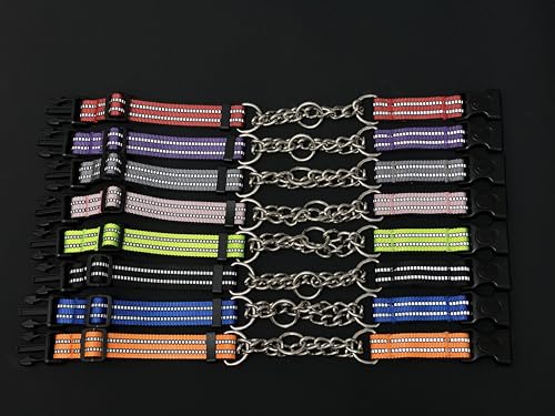 Martingale Dog Collars, Reflective Nylon Collar with Stainless Steel Chain, Adjustable Walking Training Dog Collars with Quick Release Buckle, Suitable for Small Medium Large Dogs(Green,M) - color: Green, size: Medium-(dog's neck 13~16.5inches)