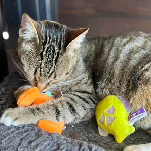 Pounce & Purr® Plush Cat Toys, Catnip & Silvervine Infused, Shiny Iridescent Accents, Interactive Play Toys for Cats & Kittens (Colorful Seashine Series) - color: Seashine