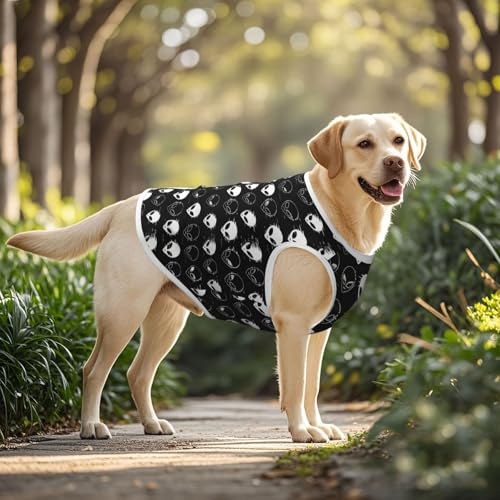 SWEET TANG Dog Shirt for Medium Large Dogs, Trippy Aliens Black and White Lightweight Sun Protection Breathable Mesh T-Shirt, Soft Summer Pet Clothes, 5X-Large - color: Pattern (191), size: 5X-Large