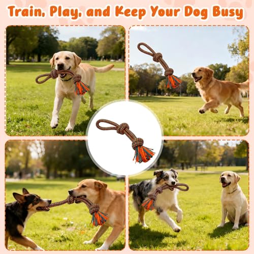 Interactive Dog Rope Toy for Large & Medium Dogs Durable Tug of War Toy for Training, Boredom Relief & Teeth Cleaning, Safe Ultra-Fiber Chew Toy for Daily Play (Small) - size: Medium