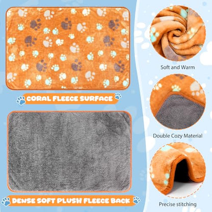 Tegeme 6 Pcs Waterproof Dog Blanket 30 x 20 Inch Paw Print Pet Blanket for Dogs Cats Puppy Washable Soft Fluffy Fleece Rug Flannel Throw Warm Sleep Mat for Kitten Doggy - size: 30 x 20 Inch