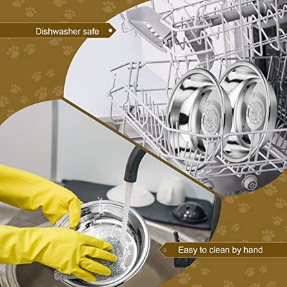 Mimorou 10 Pcs Stainless Steel Cat Bowls Bulk, Small Dog Shallow Food Bowls Replacement Metal Cat Dishes for Pet Food and Water, Dishwasher Safe(5.5 Inch Diameter)