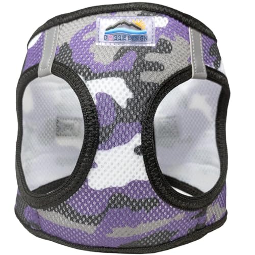 Doggie Design No Choke Dog Harness - Simple Step-in and Go Dog Vest for Small, Medium, and Large Breeds - Breathable Mesh Polyester Pet Harness - Purple Camo - XXS - color: Purple Camo, size: XX-Small