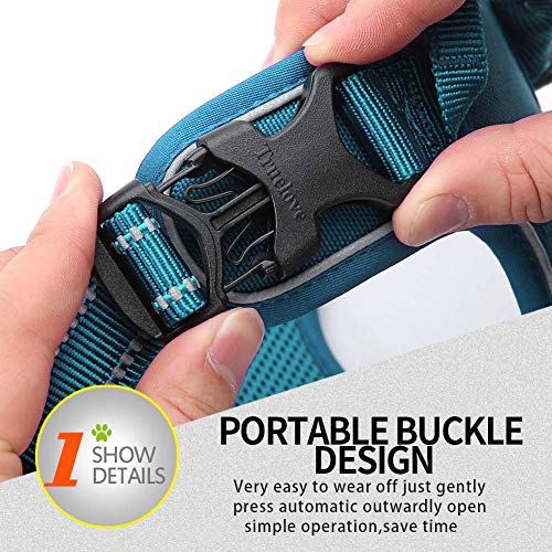 JUXZH Truelove No Pull Dog Harness with Easy Control Handle and 2 Leash Attachments,Reflective Adjustable Pet Vest - color: Teal Blue, size: Small (Pack of 1)