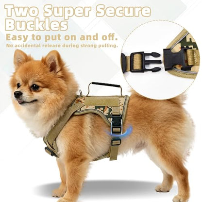 AIITLE Small Dog Harness No Pull, Reflective Adjustable Vest with Handle, No Choke Design, Dual Metal Leash Clips for Walking Training Running Camping, Small Medium Breeds - Camouflage XS - color: Camouflage, size: XS