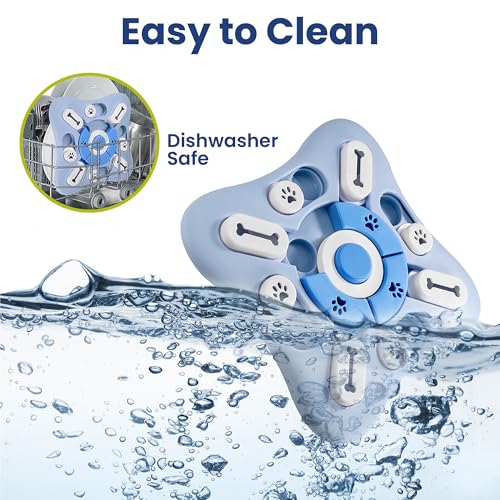 PAWSPIK Interactive Dog Puzzle Toy – Treat Dispensing Slow Feeder for Dogs, Mental Enrichment Toy with Squeaker & 16 Compartments – Durable, Non-Slip, Dishwasher Safe – Light Blue (Light Blue) - color: Light Blue