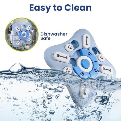 PAWSPIK Interactive Dog Puzzle Toy – Treat Dispensing Slow Feeder for Dogs, Mental Enrichment Toy with Squeaker & 16 Compartments – Durable, Non-Slip, Dishwasher Safe – Light Blue (Light Blue) - color: Light Blue