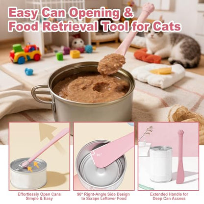 AZY 3-Piece Slow Feeder Cat Bowl and Lick Mat Set – Silicone Cat Treat Spoon & Feeding Mat for Wet Food, Enrichment and Slow Eating (Pink) - color: pink