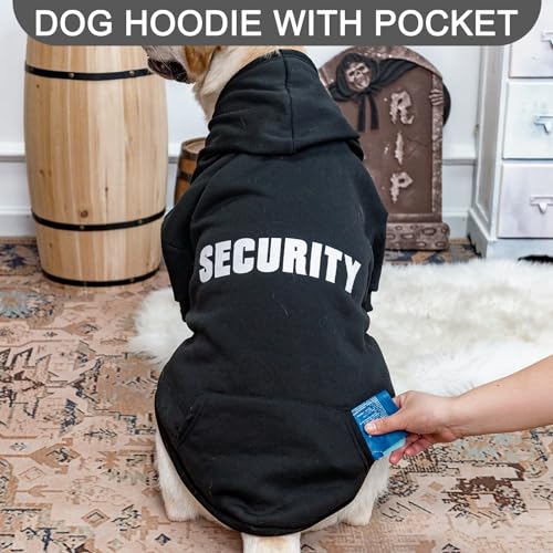 EXPAWLORER Dog Hoodies- Soft and Warm Dog Sweatshirt with Leash Hole, Halloween Dogs Costume Winter Autumn Fleece Pet Clothes with Print for Puppy,Cat, Small Medium Large Dogs (XX-Large, Security) - size: XX-Large