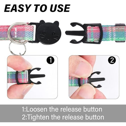 10 Pcs Cat Collar Breakaway with Bow Tie and Bell Kitten Collars Removable Bowtie Plaid Cat Collar for Cats Kittens Puppy (Classic) - color: Classic