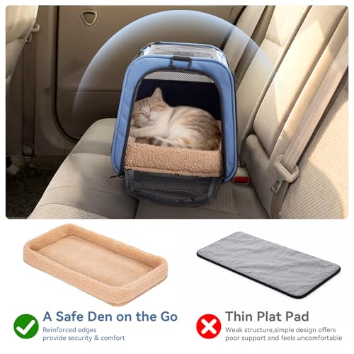 PETSFIT Soft-Sided Cat Carrier with Patented Safety Buckles, Lockable Zippers & Safety Tether,Escape-Resistant Travel Pet Carrier for Car Rides & Vet Visits, Airline Approved Under-Seat, Up to 12 lbs - color: Blue, size: Medium