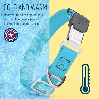 Biothane Waterproof Durable Dog Collar with Herm Sprenger - Quick Release ClicLock Buckle - Fits Medium and Large Dogs - Made in USA (Sky Blue, W 1" x L 15"-25") - color: Sky Blue, size: W 1" x L 15"-25"
