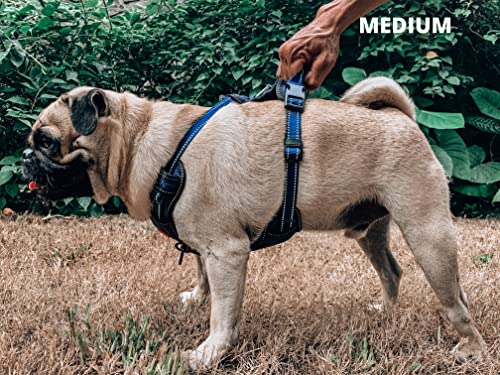 Tuff Pupper No Pull Easy Walk Dog Harness | Heavy Duty Pet Vest | Front & Back Leash Clips | Strong Safety Handle | Reflective Anti Pull Vest | Comfortable Padded Escape Proof Harness (Medium, Blue) - color: Midnight Blue, size: Medium (Neck: 15-23" , Che