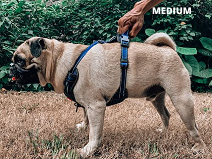 Tuff Pupper No Pull Easy Walk Dog Harness | Heavy Duty Pet Vest | Front & Back Leash Clips | Strong Safety Handle | Reflective Anti Pull Vest | Comfortable Padded Escape Proof Harness (Medium, Blue) - color: Midnight Blue, size: Medium (Neck: 15-23" , Che