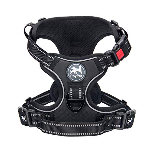 PoyPet No Pull Dog Harness, No Choke Front Lead Dog Reflective Harness, Adjustable Soft Padded Pet Vest with Easy Control Handle for Small to Large Dogs(Black,XS) - color: Black, size: XS