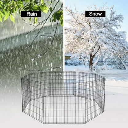 BestPet | Foldable Dog Playpen | 24 Inch, 8 Panels | Metal Pet Exercise Pen | Indoor Outdoor Portable Dog Fence with Door | Removable, Rust-Resistant Secure Pet Kennel | Easy to Assemble