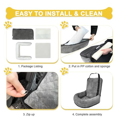 Dog Car Seat for Small Medium Dogs,Detachable Washable Travel Safety Pet Booster Seat, Comfy Ultra Soft and Multifunctional Car Travel Bed,Grey - color: Gray, size: Small