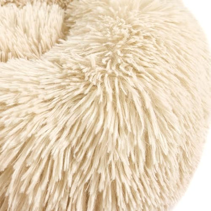 otoez Kitten Puppy Bed Extra Small XS Round Dog Cat Beds Anti Anxiety Plush Pet Calming Donut Bed with Non-Slip Waterproof Bottom, Washable (15.7", Taupe) - color: Taupe, size: 15.7"