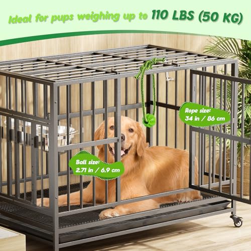 Engaging Chew Toys for Dogs - Puppy Crate Training Aids, Puzzle Treat Dispenser with Rope Ball for Reducing Stress and Anxiety, Compatible with Peanut Butter Treats (Green) - color: Green