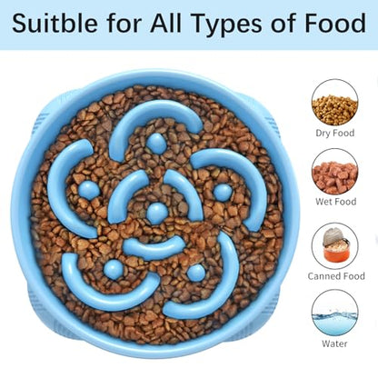 MateeyLife Large Slow Feeder Dog Bowls 2PCS, Anti-Choking Puzzle Dog Food Bowls, Anti-Slip Interactive Feeding Slow Down Eating, Bloat Stop Maze Dishes for Large Breeds 4 Cups - color: A-LightBlue&DarkBlue, size: Large