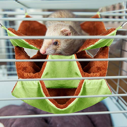 Weewooday 3 Pcs Rat Hammock 3 Tier Pet Guinea Pig Hammock for Cage Hanging Bed Cage Accessories for Small Animals Hamster Parrot Sugar Glider Ferrets Chinchilla Playing Sleeping(Pink,Blue,Green)