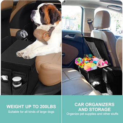 Dog Seat Extender for Dogs up to 200lbs, Dog Back Seat with Storage Pockets, Collapsible Front and Backseat Extender for Large, Medium and Small Dogs - color: Black