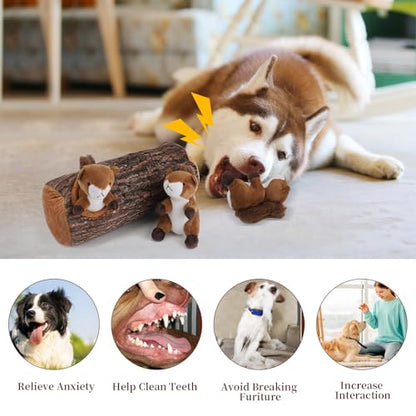 Squirrel Hide and Seek Dog Toy, Squeaky Interactive Dog Toys for Boredom, Plush Dogs Toys to Keep Them Busy, Relive Anxiety, Attract Attention, Puzzle Toy for Smal and Medium Dogs - style: Squirrel