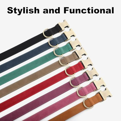 Plutus Pet Genuine Leather Dog Collar – Adjustable Pet Collar with Quick Release Metal Buckle, Soft Real Leather for Small Medium Large Dogs, Heavy Duty & Skin-Friendly (Ash Brown, XS) - color: Ash Brown, size: XS