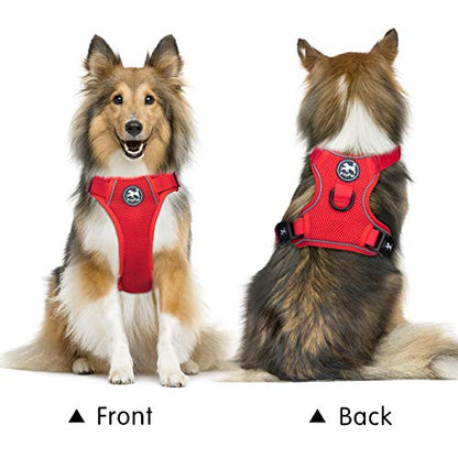 PoyPet Reflective Soft Breathable Mesh Dog Harness Choke-Free Double Padded Vest with Adjustable Neck and Chest(Red,XS) - color: Red, size: XS