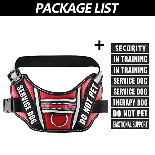 Dog Vest Harness and Patches Set, Animire in Training Service Dog Harness with 10 Dog Patches, Reflective Dog Vest with Handle for Small, Medium, Large, and Extra-Large Dogs - color: Red, size: X-SMALL(Chest:14-19 Inch)