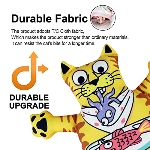 TTcat Organic Catnip Pillow for Indoor Cat and Kitten,Cat Crinkle Kicker Toy Chew Toy,Yellow - color: Yellow Cat