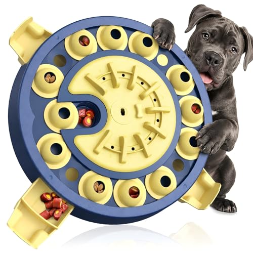 Dog Puzzle Toy, Large Size, 3 Levels of Step-by-Step Challenge 4 Ways to Play Beginner to Advanced Slow Feeder & Mental Stimulation for Smart Dogs Enrichment Toys - color: Yellow-Blue