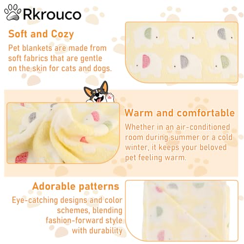 Three Piece Pet Blanket Set for Dogs Cats Soft Comfy Puppy and Kittens Bed Blanket Fluffy Fleece Pets Throw with Cute Patterns (Small 24x16 inch, Cute Animals) - color: Cute Animals, size: Small-24x16 inch
